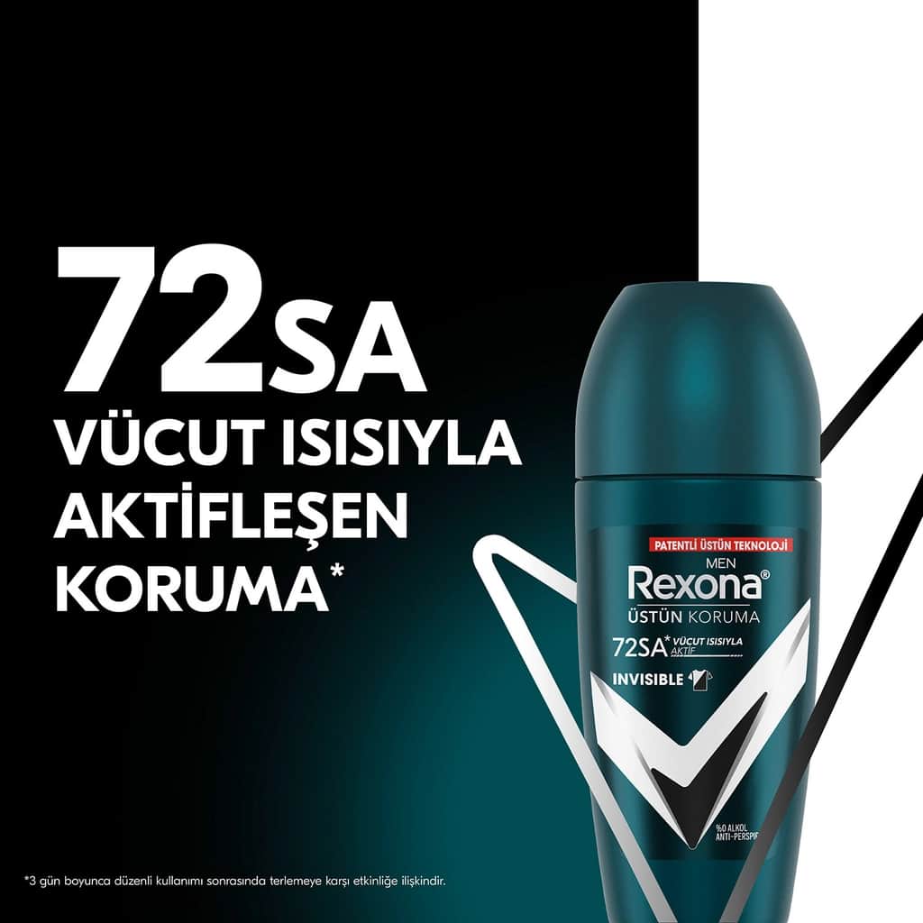 Rexona مزيل عرق ريكسونا سوبريور بروتكشن للرجال، غير مرئي، حماية مستمرة تدوم 72 ساعة، 50 مل - 3