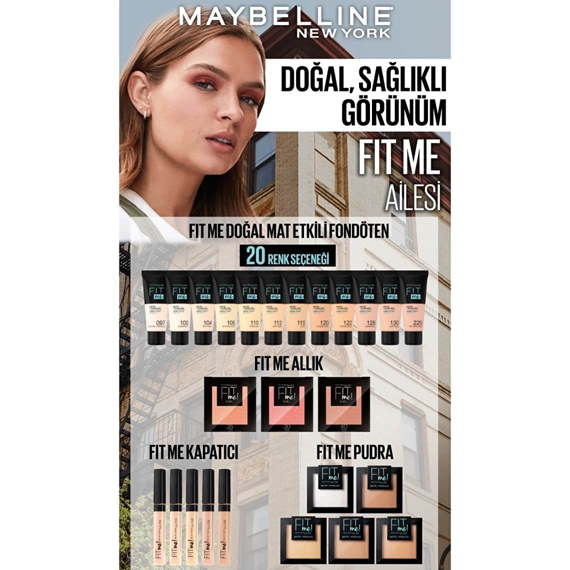 Maybelline كريم أساس فيت مي مات+بورليس من مايبيلين نيويورك، رقم 105 عاجي طبيعي - 4