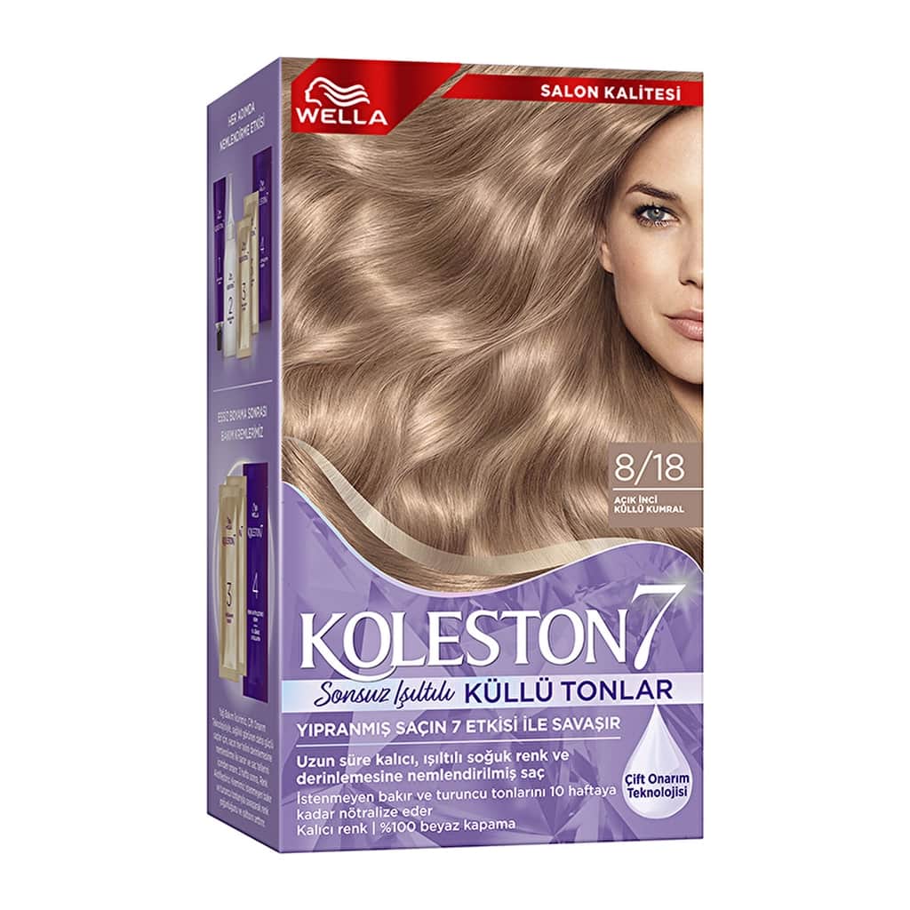Wella Koleston مجموعة ويلا كوليستون 7 درجات لون أشقر رمادي لؤلؤي فاتح 8/18 - 2