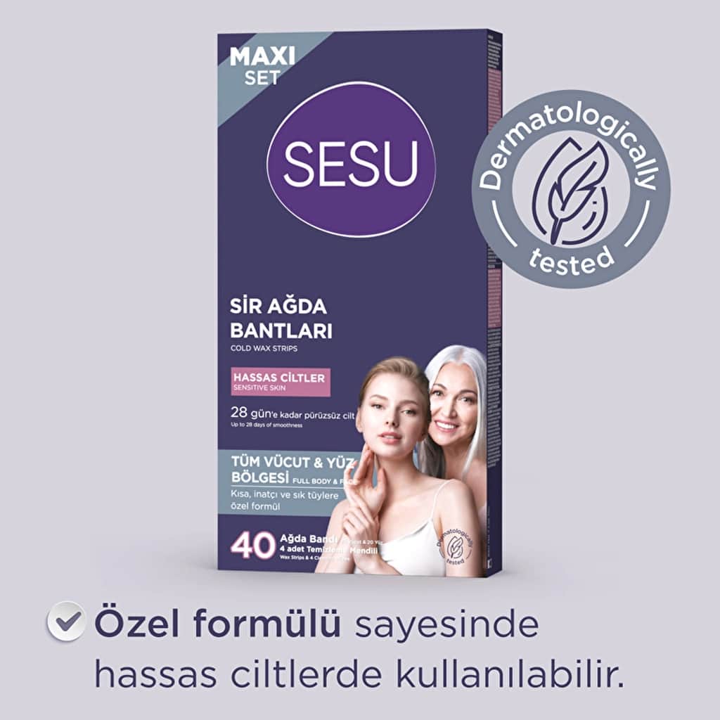 Sesu مجموعة شرائح الشمع ماكسي للبشرة الحساسة من سيسو، 40 قطعة - 3