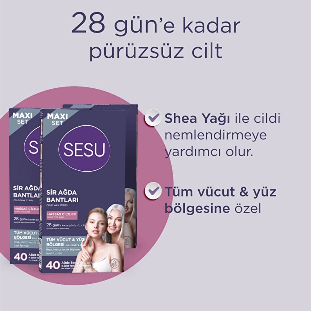 Sesu مجموعة شرائح الشمع ماكسي للبشرة الحساسة من سيسو، 40 قطعة - 4