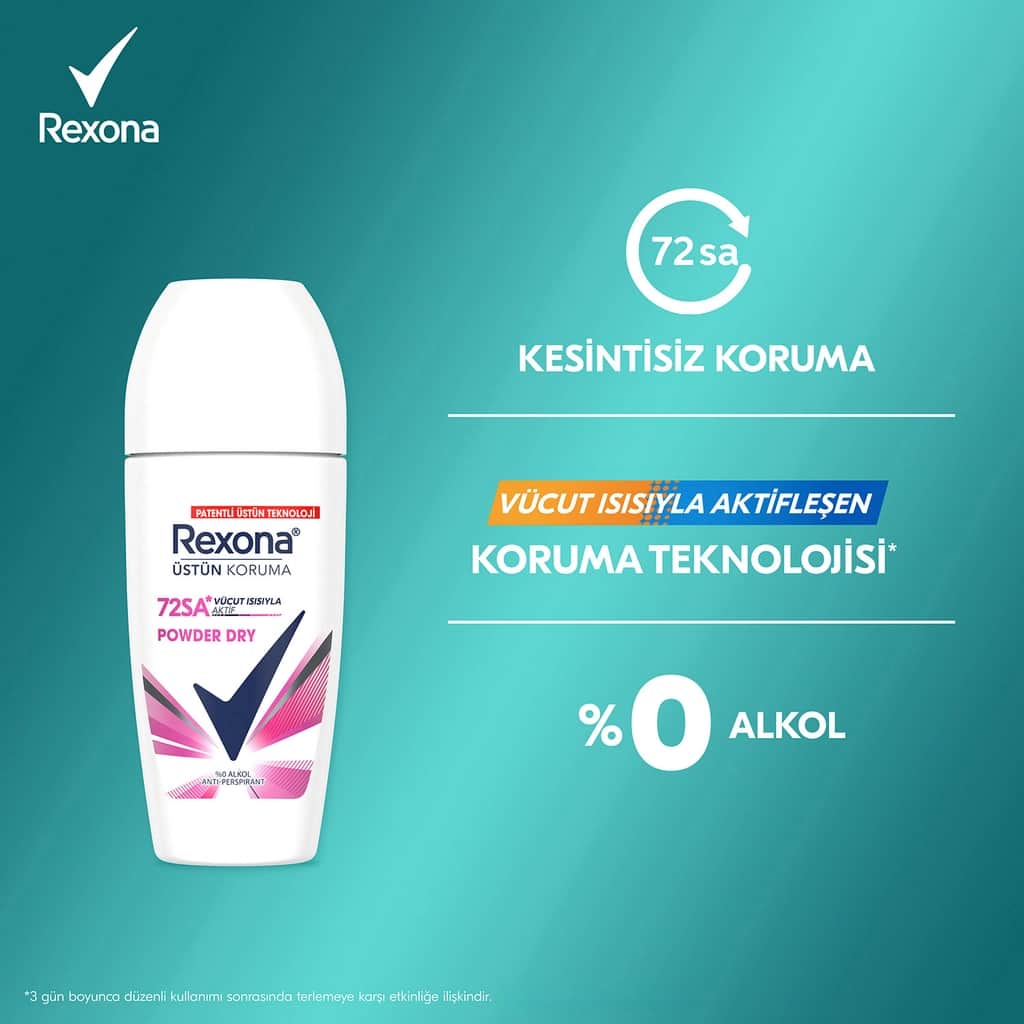 Rexona مزيل عرق ريكسونا سوبريور بروتكشن للنساء، بودرة جافة، حماية مستمرة تدوم 72 ساعة، 50 مل - 5