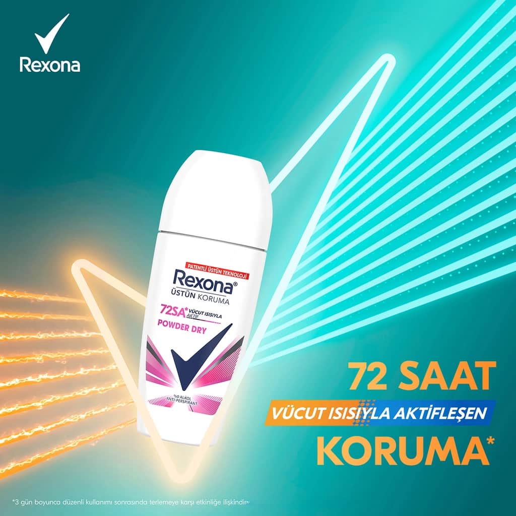Rexona مزيل عرق ريكسونا سوبريور بروتكشن للنساء، بودرة جافة، حماية مستمرة تدوم 72 ساعة، 50 مل - 3