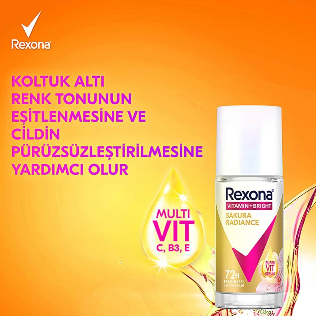 Rexona مزيل عرق ريكسونا فيتامين + برايت للنساء رول أون ساكورا راديانس 45 مل - 4