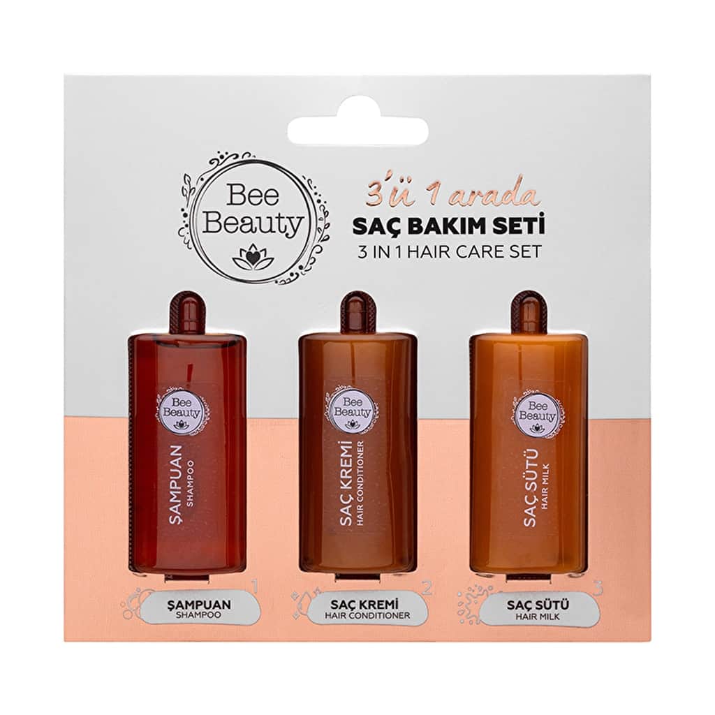 Bee Beauty مجموعة بي بيوتي للسفر 3 في 1: شامبو وبلسم وحليب للشعر - 1