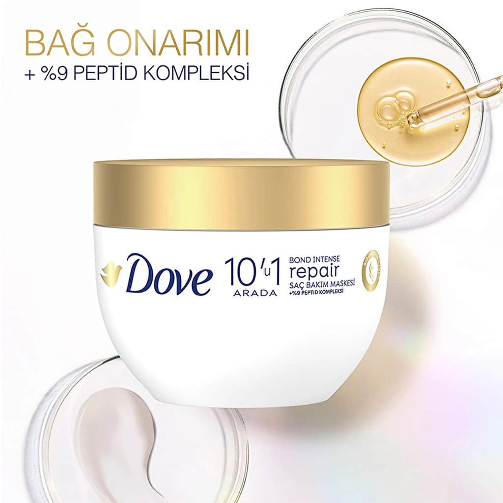 Dove قناع دوف 10 في 1 للعناية بالشعر، إصلاح مكثف، مركب الببتيد، 265 مل - 3