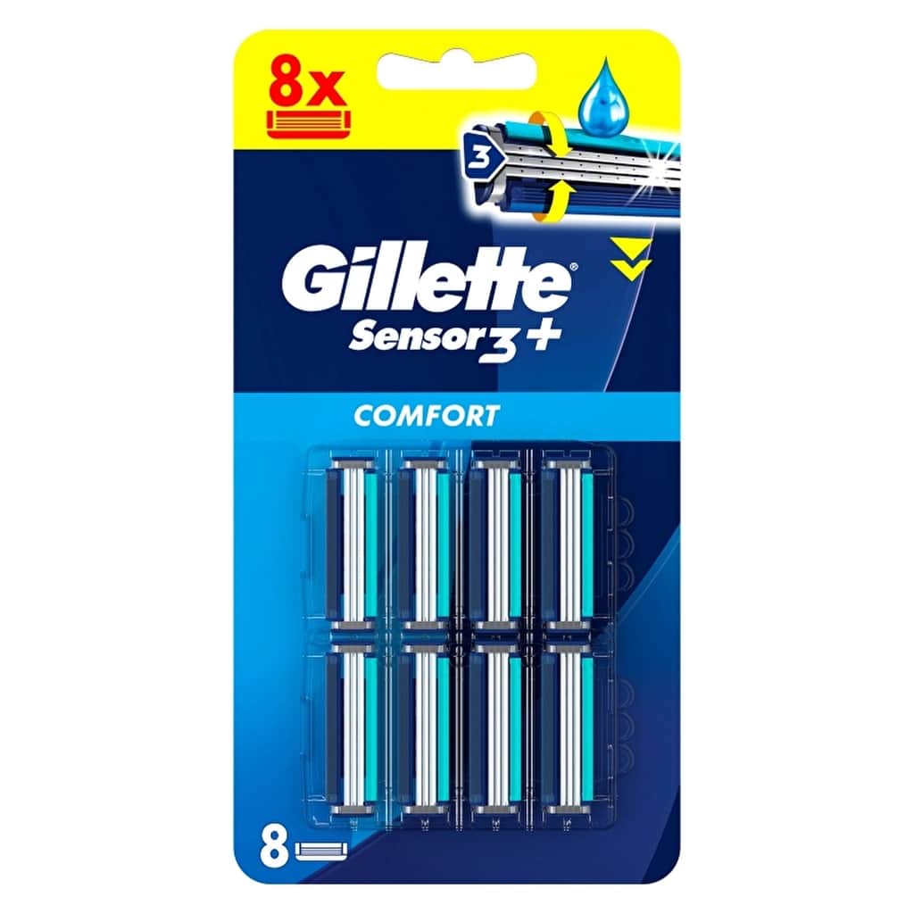 Gillette شفرات حلاقة جيليت سينسور 3+كومفورت البديلة عبوة من 8 شفرات - 1