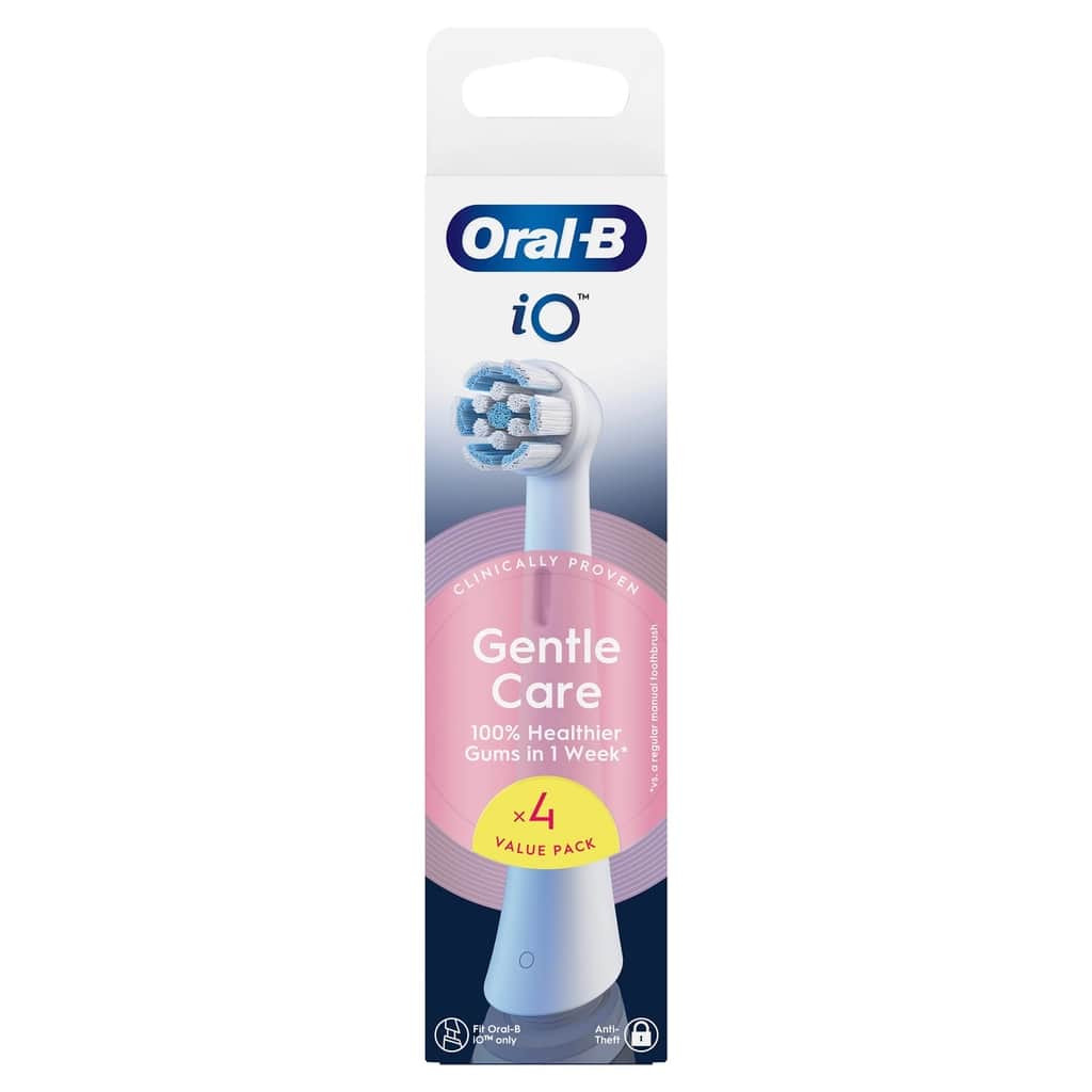 Oral-B رؤوس استبدال فرشاة الأسنان أورال-بي آي أو جينتل كير القابلة لإعادة الشحن، عبوة من 4 قطع - 2