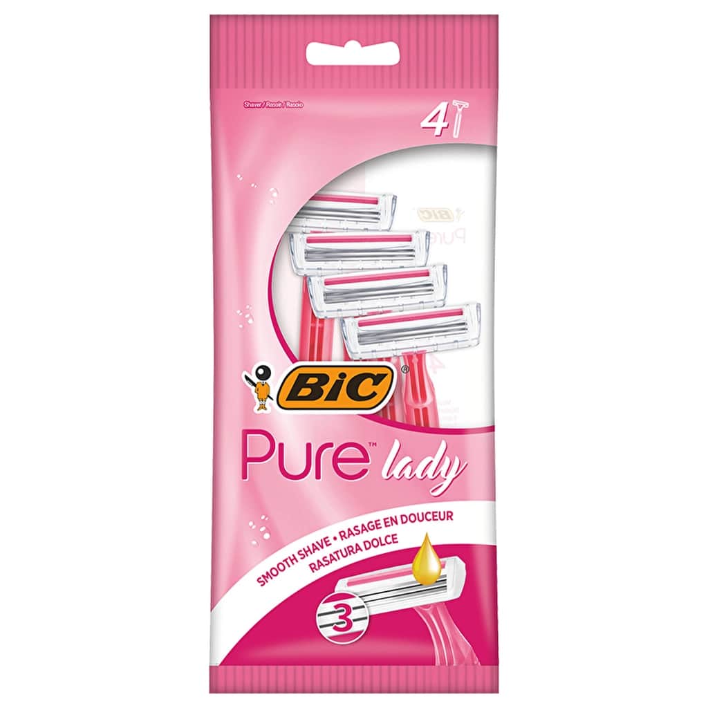 Bic ماكينة حلاقة بيك بيور 3 للسيدات بثلاث شفرات للاستخدام مرة واحدة، عبوة من 4 قطع - 1