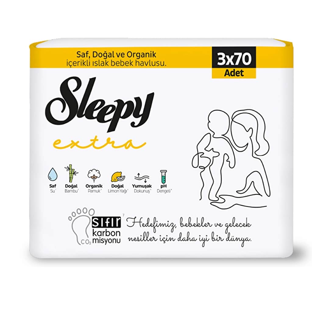 مناديل مبللة إضافية 3 × 70 قطعة من سليبي Sleepy - 1