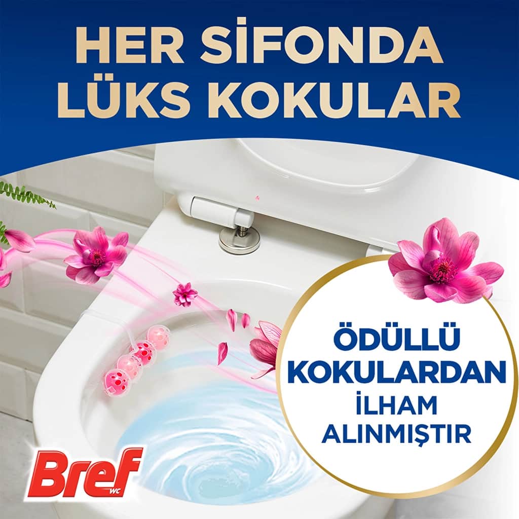 Bref بريف باور أكتيف، كتلة مرحاض صلبة برائحة الماغنوليا، 250 دورة تدفق - 4