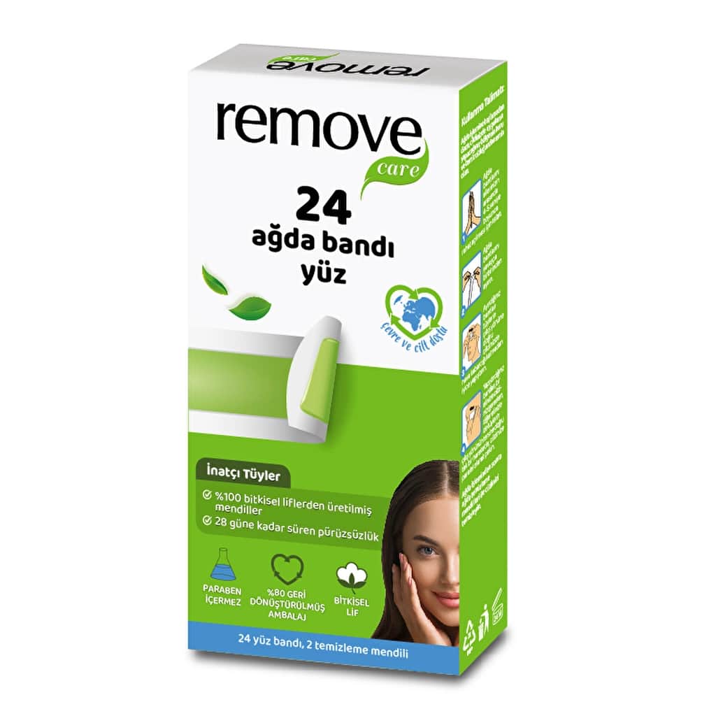 Remove شرائح شمع لإزالة الشعر العنيد من الوجه، 24 قطعة - 2