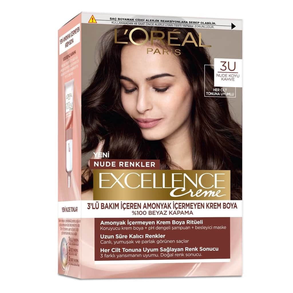 صبغة شعر لوريال باريس إكسلانس نود بني غامق 3U 1 قطعة L'Oreal Paris - 1