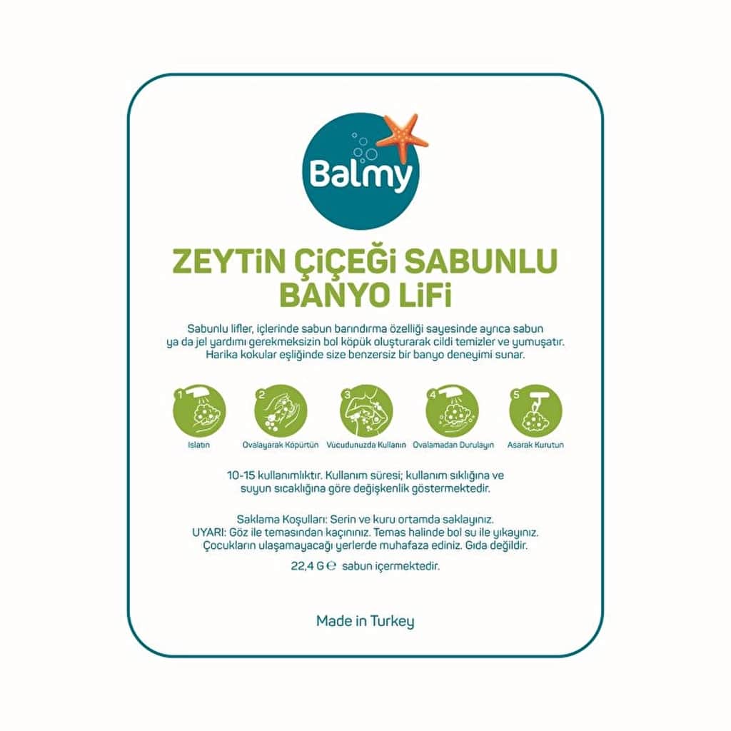 Balmy ليفة استحمام بلسمي برائحة زهر الزيتون والصابون، قطعة واحدة - 5