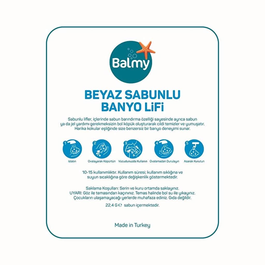 Balmy لوفة حمام بلسمي صابونية، صابون أبيض، قطعة واحدة - 5