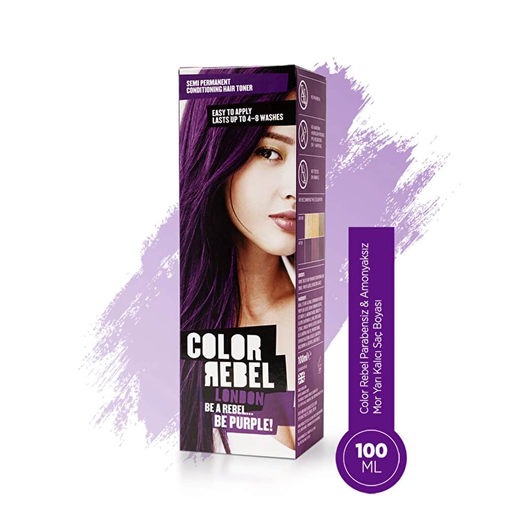 Color Rebel صبغة شعر شبه دائمة خالية من البارابين والأمونيا من كولور ريبيل لندن، بنفسجي، 100 مل - 1