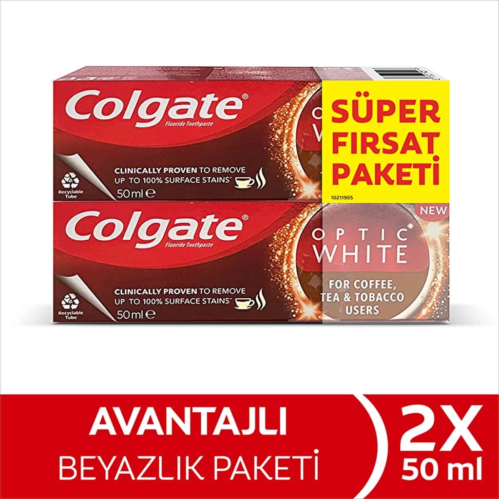 Colgate معجون أسنان كولجيت أوبتيك وايت ٢ × ٥٠ مل إزالة البقع والعناية بمينا الأسنان - 2
