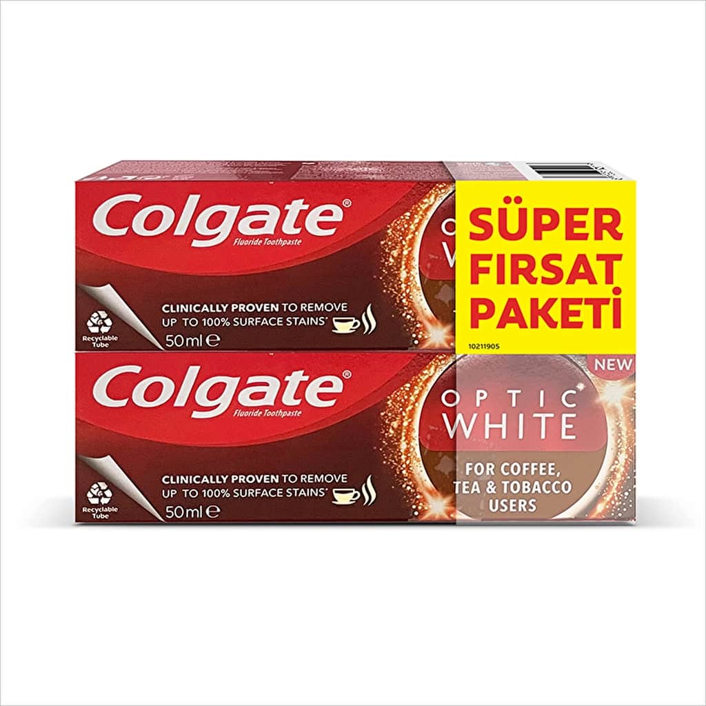 Colgate معجون أسنان كولجيت أوبتيك وايت ٢ × ٥٠ مل إزالة البقع والعناية بمينا الأسنان - 1