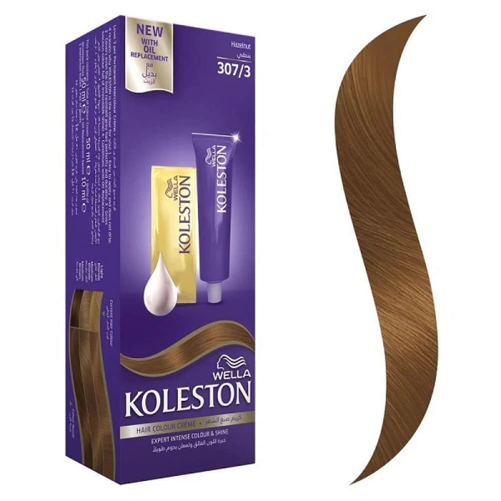 Wella Koleston كريم صبغة الشعر  مع بديل الزيت 307/3 اشقر بندقي من ويلا كوليستون 50 ملليتر - 1