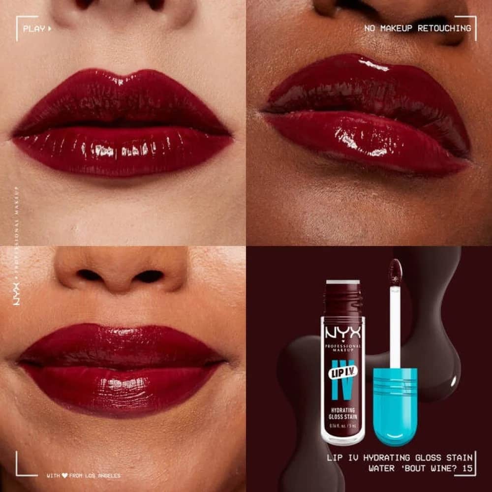 NYX ملمع شفاه ليب ايف من نييكس بروفيشنال ميك اب، لون مائي، لون نبيذي - 2