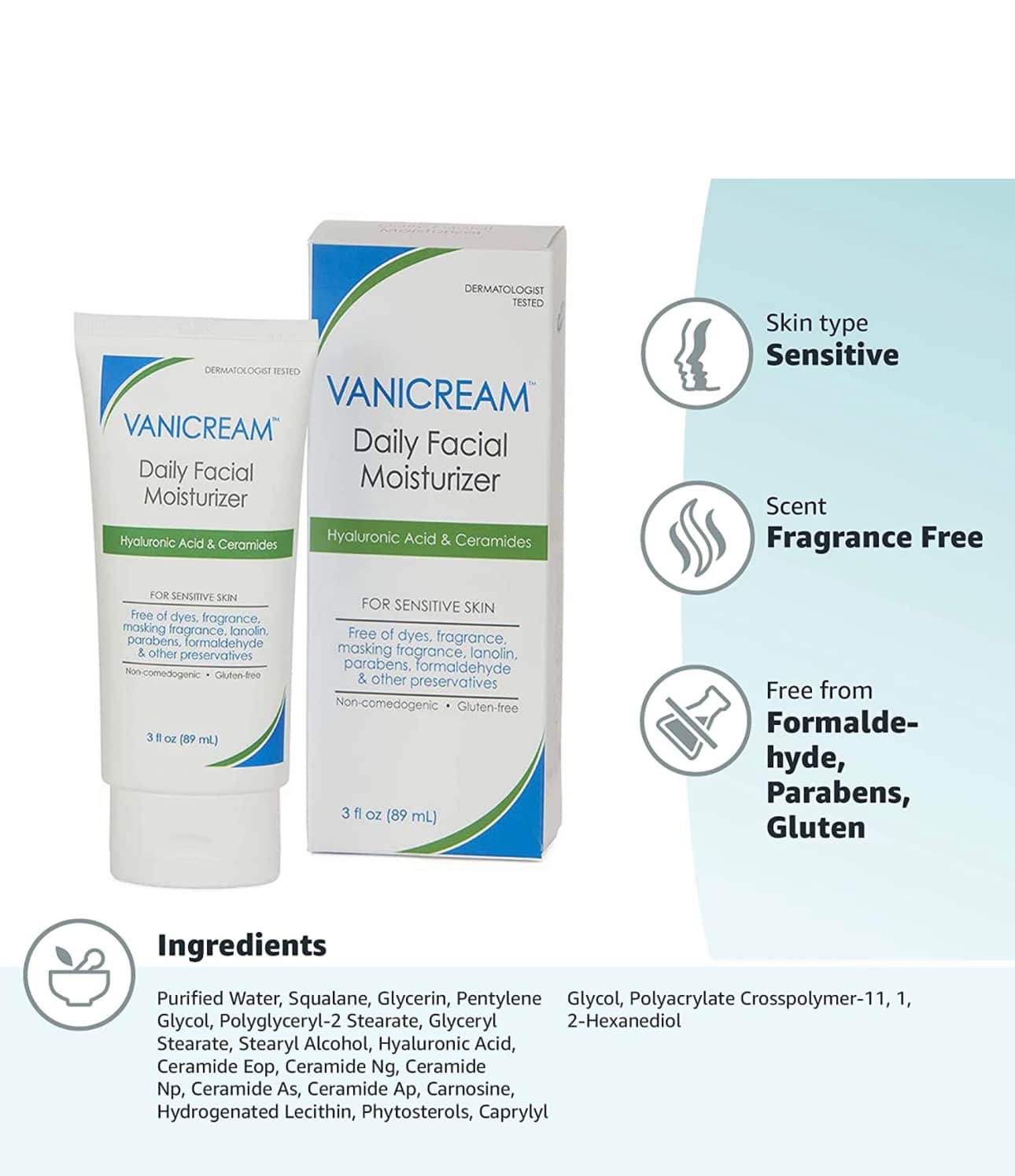 مرطب وجه يومي للبشرة الحساسة 89 مل من فانيكريم Vanicream - 2