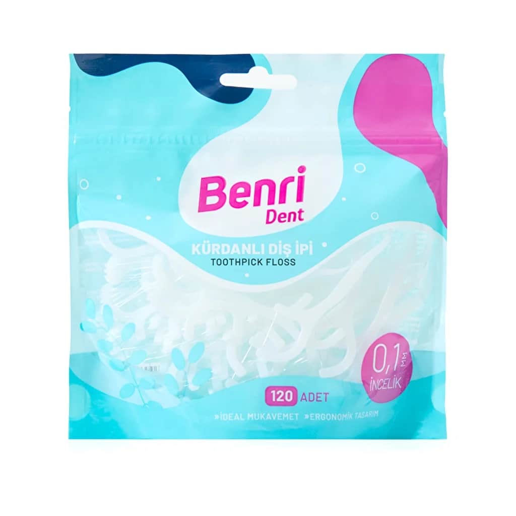 Benri Dent خيط تنظيف الأسنان من بينري دنت 120 قطعة، تصميم مريح