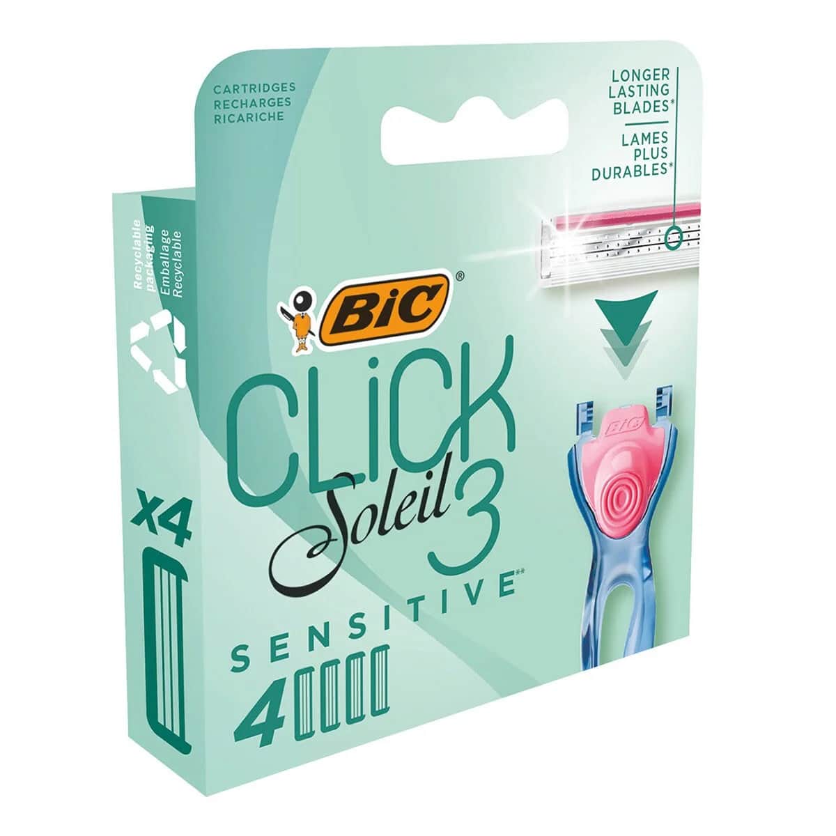 رأس استبدال 4 قطع 3 شفرات حساسة من بيك Bic