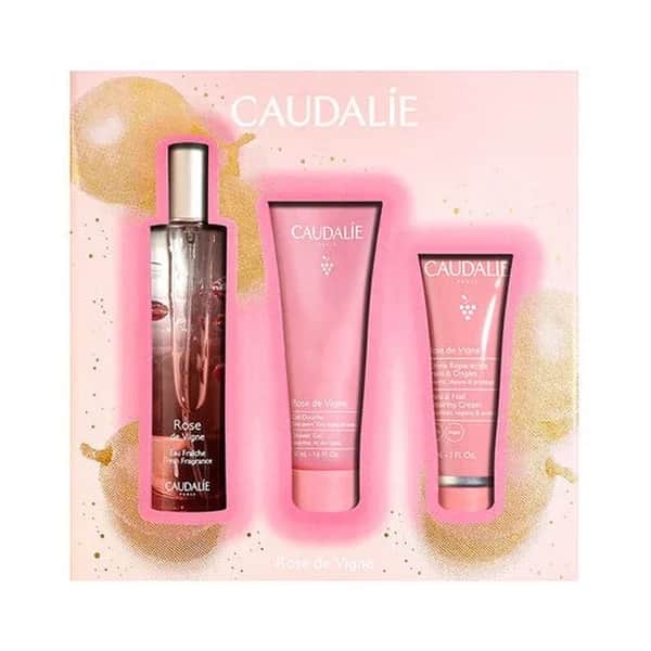 Caudalie مجموعة هدايا كودالي روز دي فيني أساسيات العناية الطبيعية بالبشرة