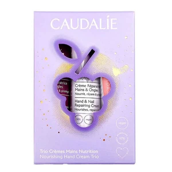 Caudalie مجموعة كريمات كودالي الثلاثية المغذية لليدين مرطبة وملطفة