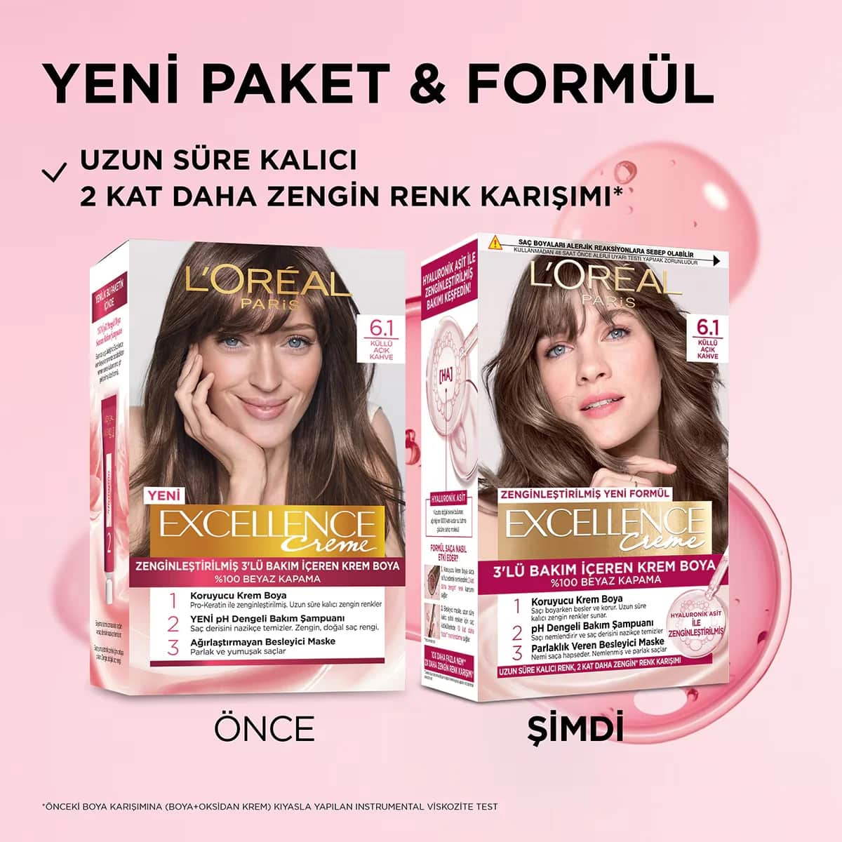 L'Oreal Paris صبغة شعر لوريال باريس إكسلنس كريم 6.1 بني فاتح رمادي