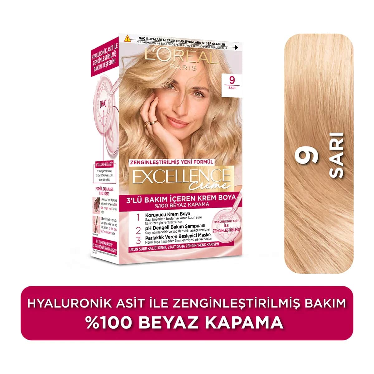 L'Oreal Paris صبغة شعر لوريال باريس إكسلنس كريم 9 أشقر