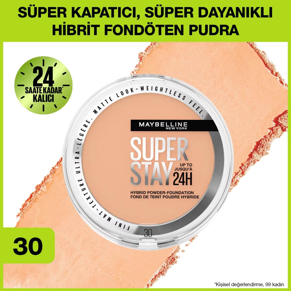 Maybelline بودرة أساس مايبيلين سوبر ستاي 24 ساعة 9 غرام 30