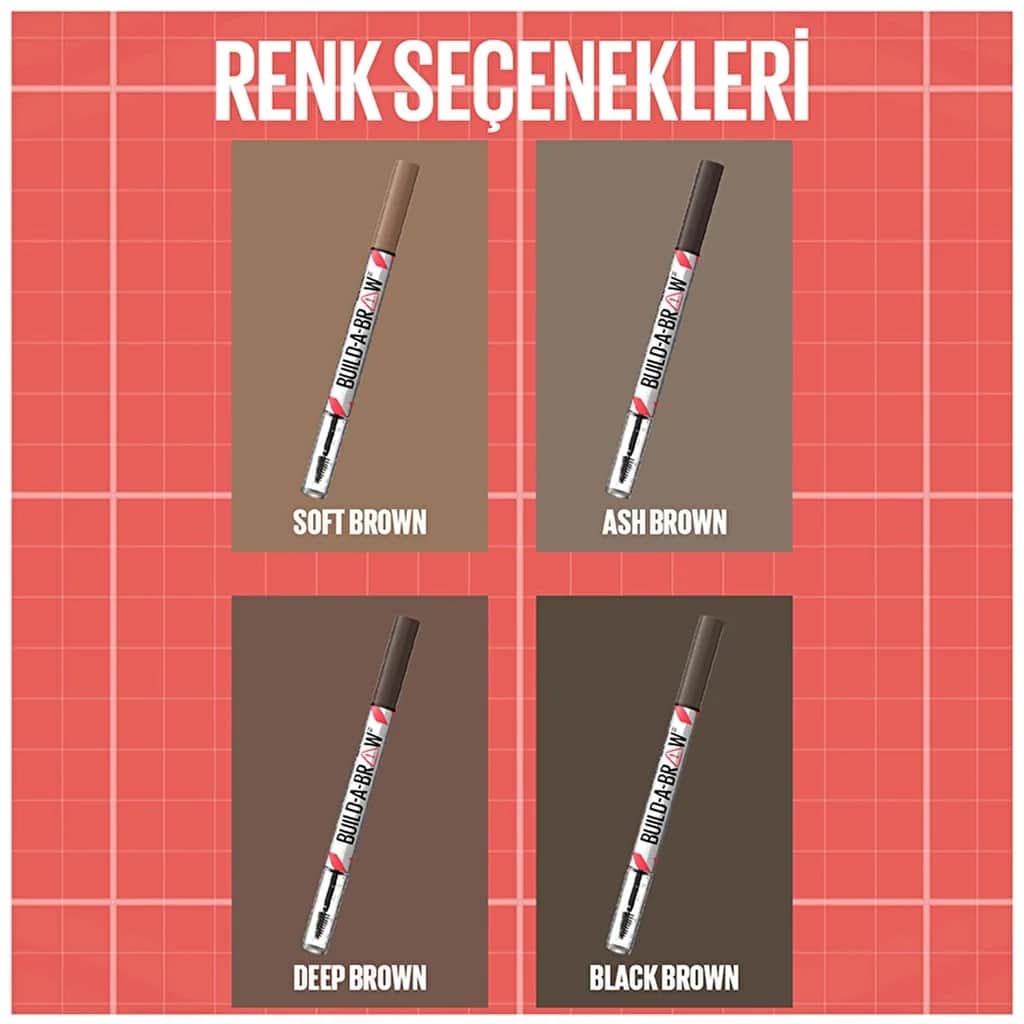 Maybelline قلم حواجب ميبيلين نيويورك بيلد أ براو 2 في 1 مع جل حواجب أسود وبني