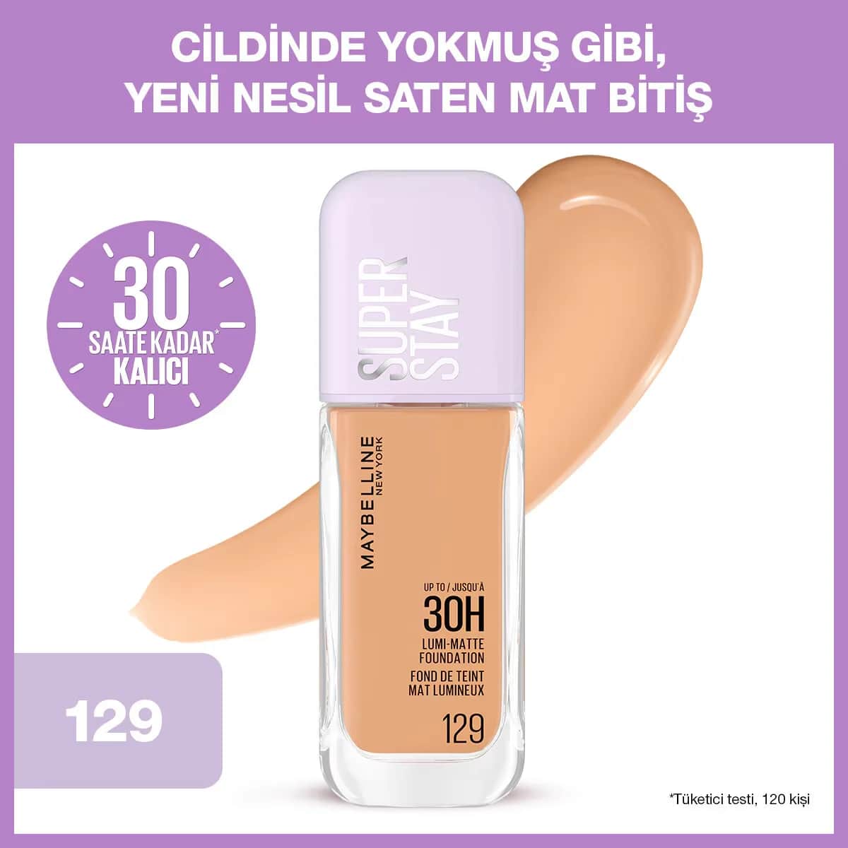Maybelline كريم أساس سوبر ستاي لومي مات من مايبيلين نيويورك 129