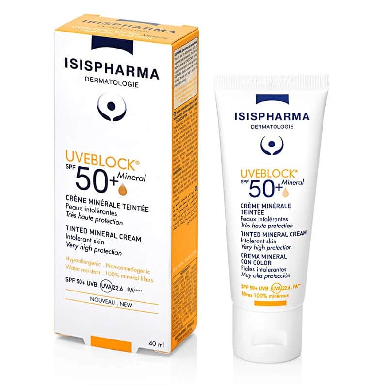 كريم يوفبلوك SPF 50+ المعدني 40 مل ملون من إيزيس فارما ISIS Pharma