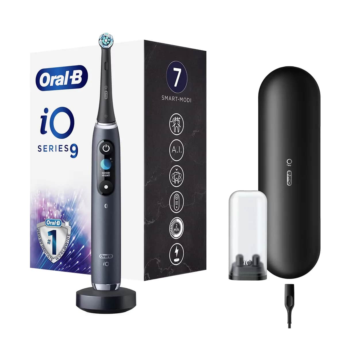 فرشاة أسنان قابلة لإعادة الشحن باللون الأسود من أورال-بي Io9 Oral-B