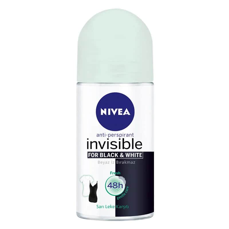 NIVEA مزيل عرق نيفيا إنسيفيبل بلاك آند وايت فريش رول أون للنساء 50 مل