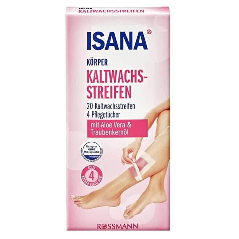 Isana 20 قطعة من شرائح الشمع البارد للجسم من إيزانا + 4 قطع مناديل تنظيف