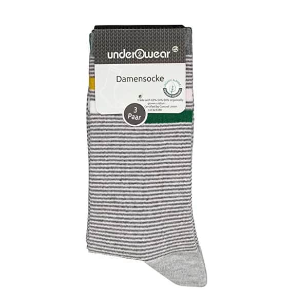 Underwear جوارب مخططة وردية من القطن العضوي، عبوة من 3 قطع، للمقاسات من 35 إلى 38