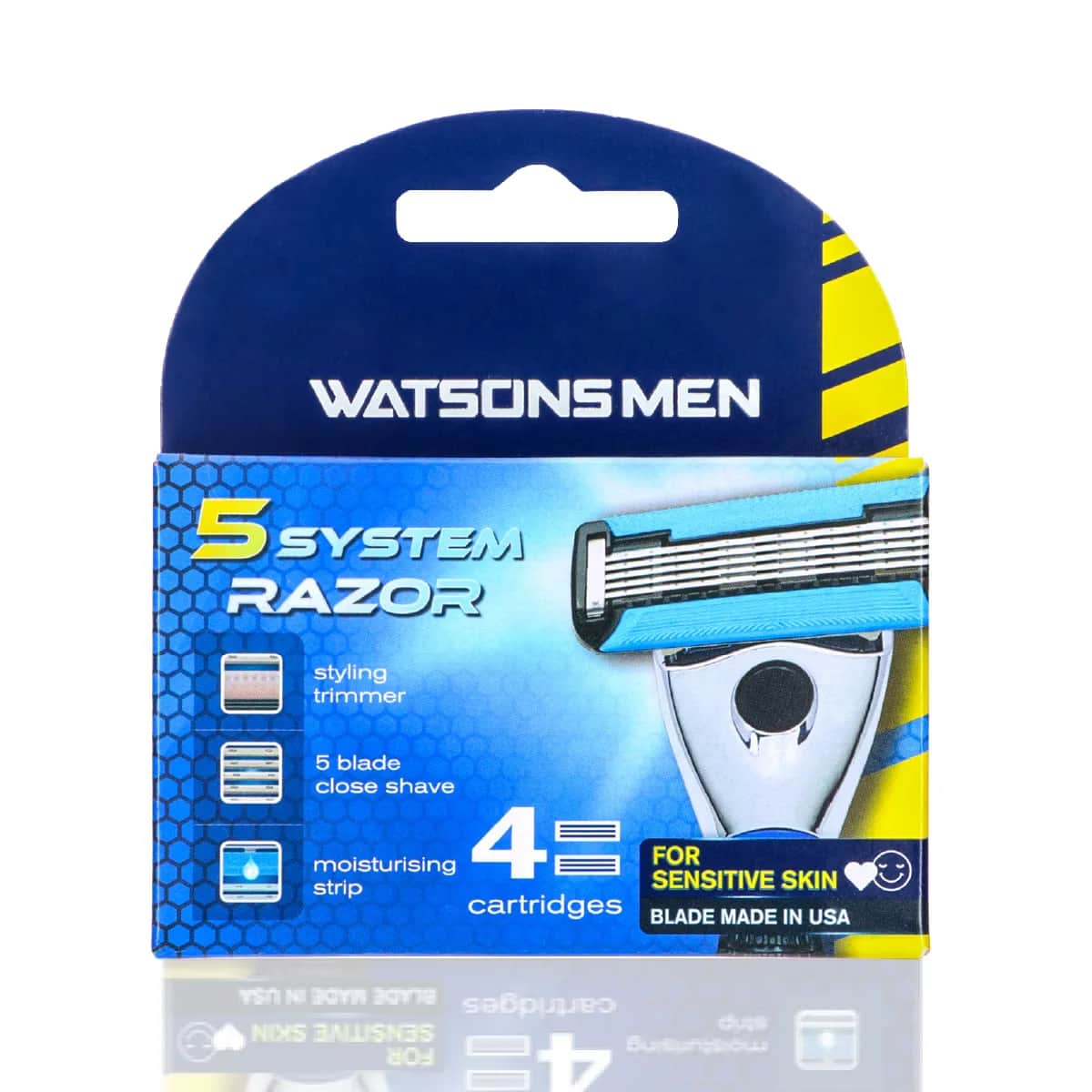 Watsons ماكينة حلاقة احتياطية من واتسونز للرجال بخمس شفرات، 4 قطع