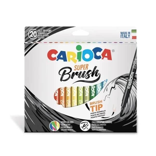 Carioca أقلام كاريوكا سوبر برش فيلت، ٢٠ قطعة قابلة للغسل، ألوان زاهية