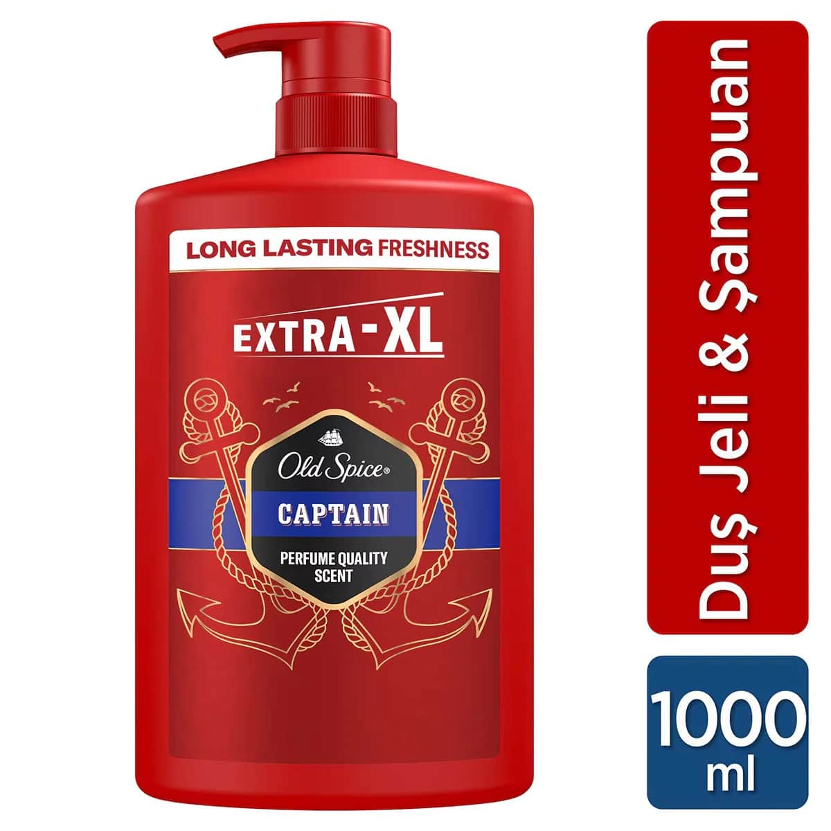 Old Spice جل الاستحمام والشامبو كابتن للرجال من أولد سبايس، 1000 مل، حجم كبير جدًا