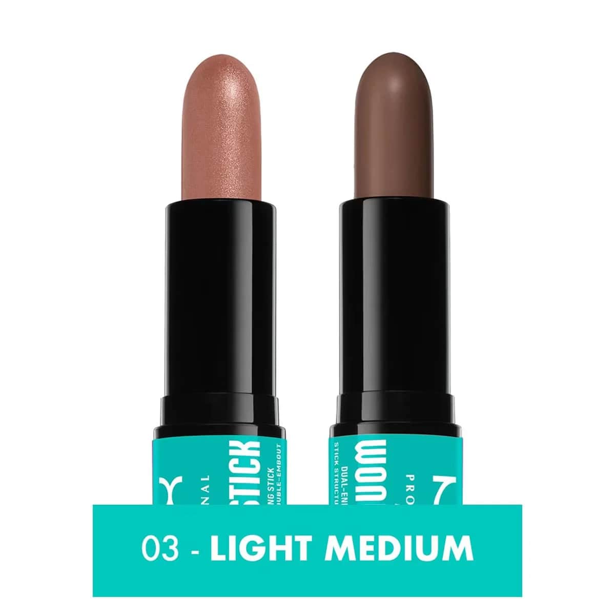 NYX عصا مكياج احترافية من نيكس، كريم كونتور وهايلايتر مزدوج الأطراف، فاتح ومتوسط