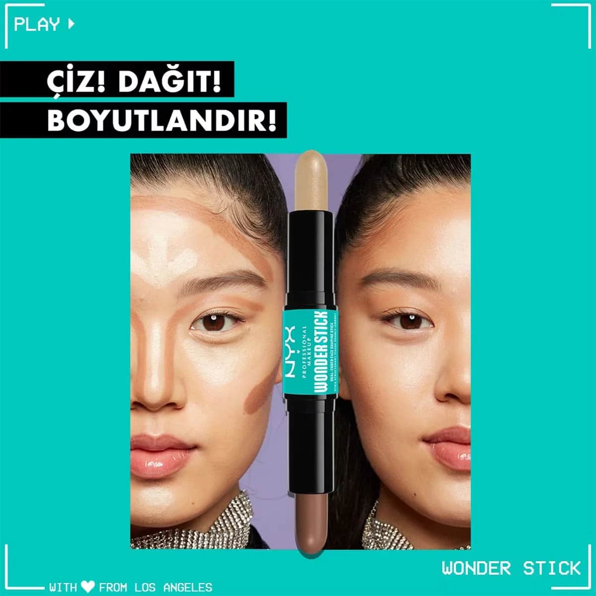 NYX عصا مكياج احترافية من نيكس، كريم كونتور وهايلايتر مزدوج الأطراف، فاتح ومتوسط