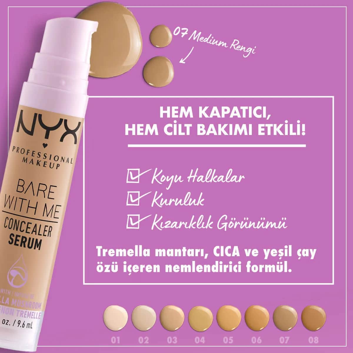 NYX سيروم إخفاء العيوب \بير ويذ مي\" من نيكس بروفيشنال ميك أب، 07 متوسط"