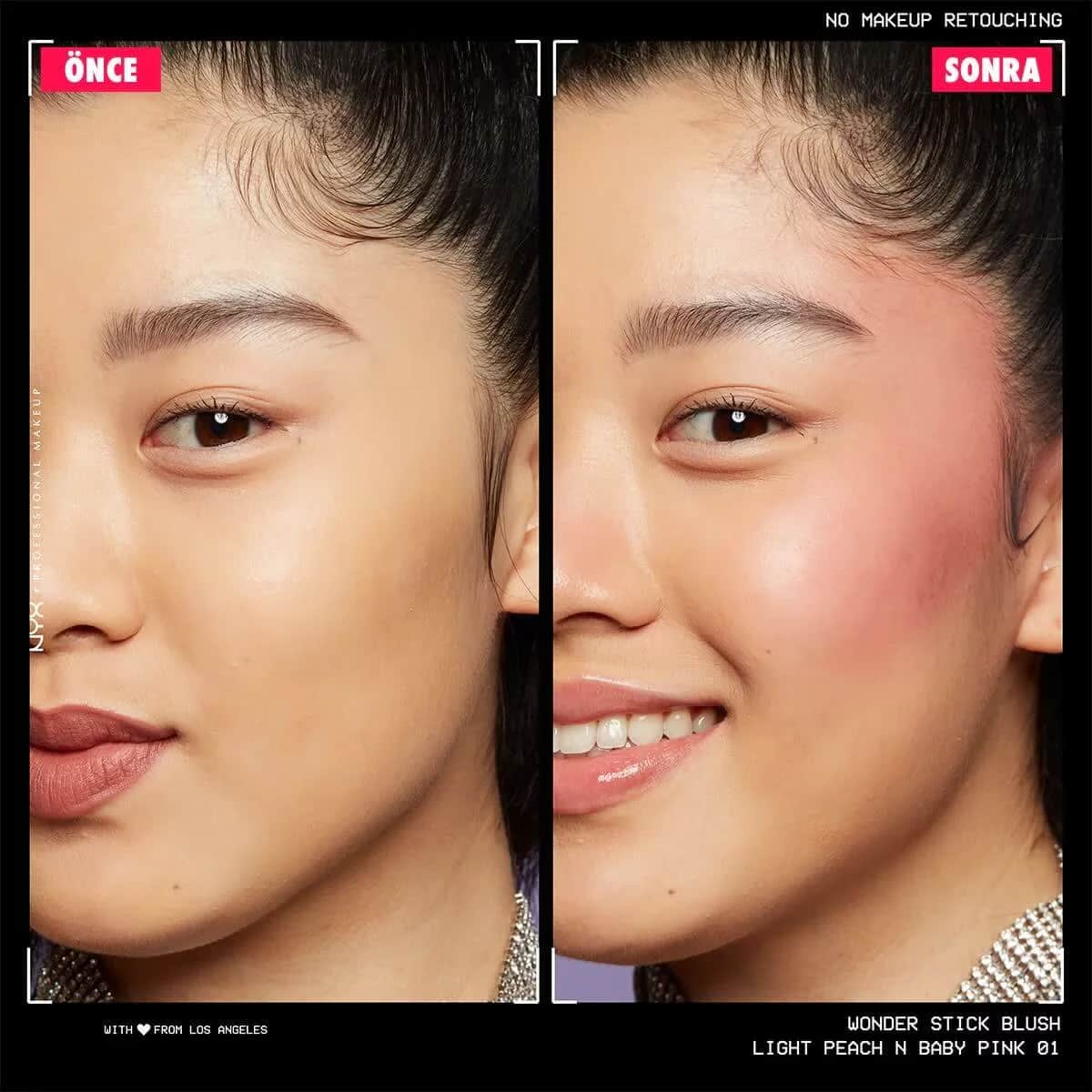 NYX عصا أحمر الخدود الكريمية مزدوجة الجوانب من نيكس بروفيشنال ميك أب وندر ستيك بلون الخوخ الفاتح والوردي الفاتح