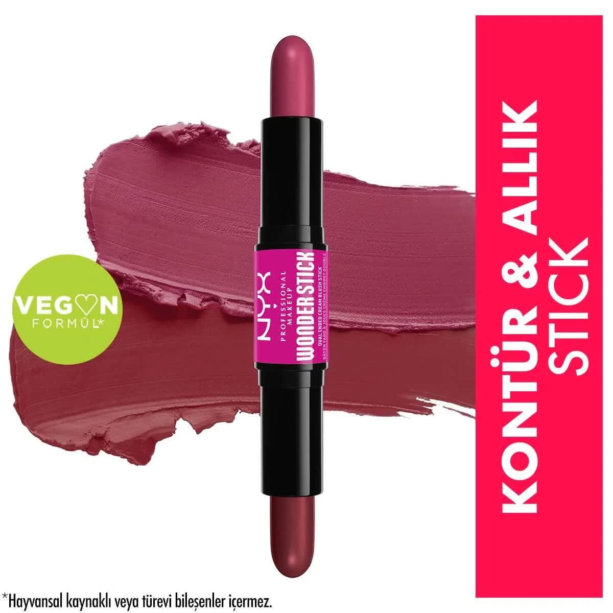 NYX عصا أحمر الخدود الكريمية مزدوجة الجوانب من نيكس بروفيشنال ميك أب وندر، لون أرجواني داكن وأحمر خدود زنجبيل