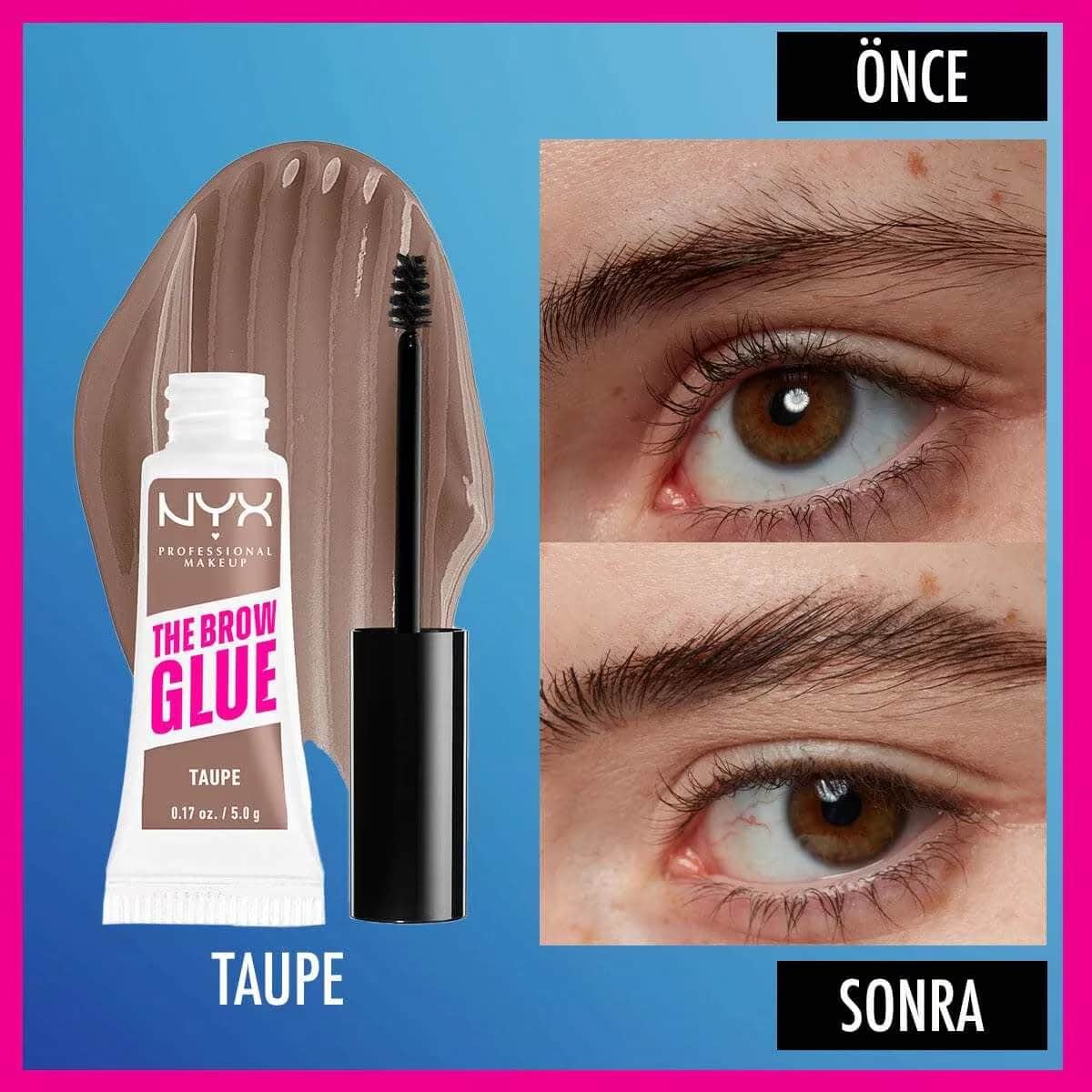 NYX ماسكارا تثبيت الحواجب من نيكس بروفيشنال ميك أب، لون بني رمادي، غراء الحواجب الفوري