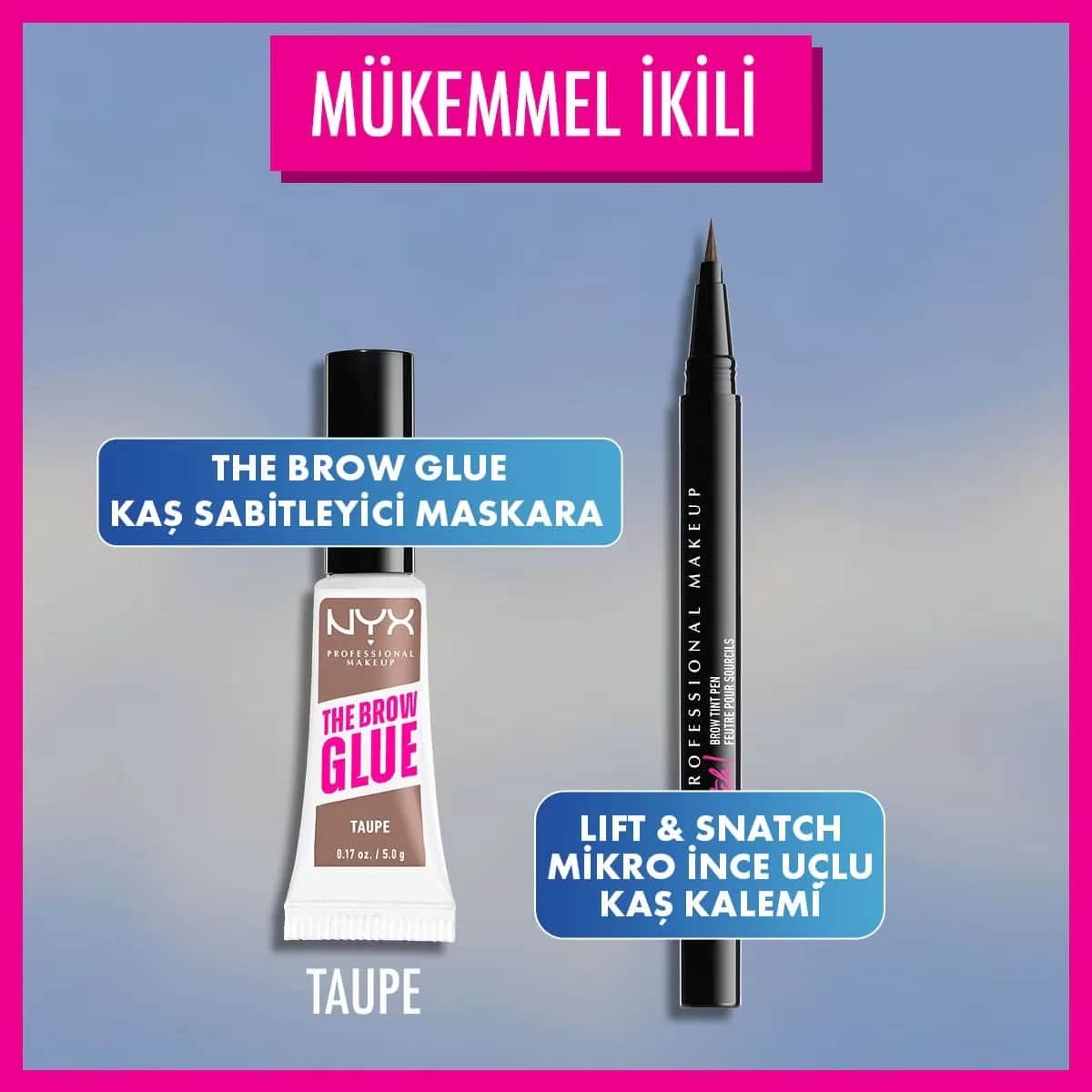 NYX ماسكارا تثبيت الحواجب من نيكس بروفيشنال ميك أب، لون بني رمادي، غراء الحواجب الفوري