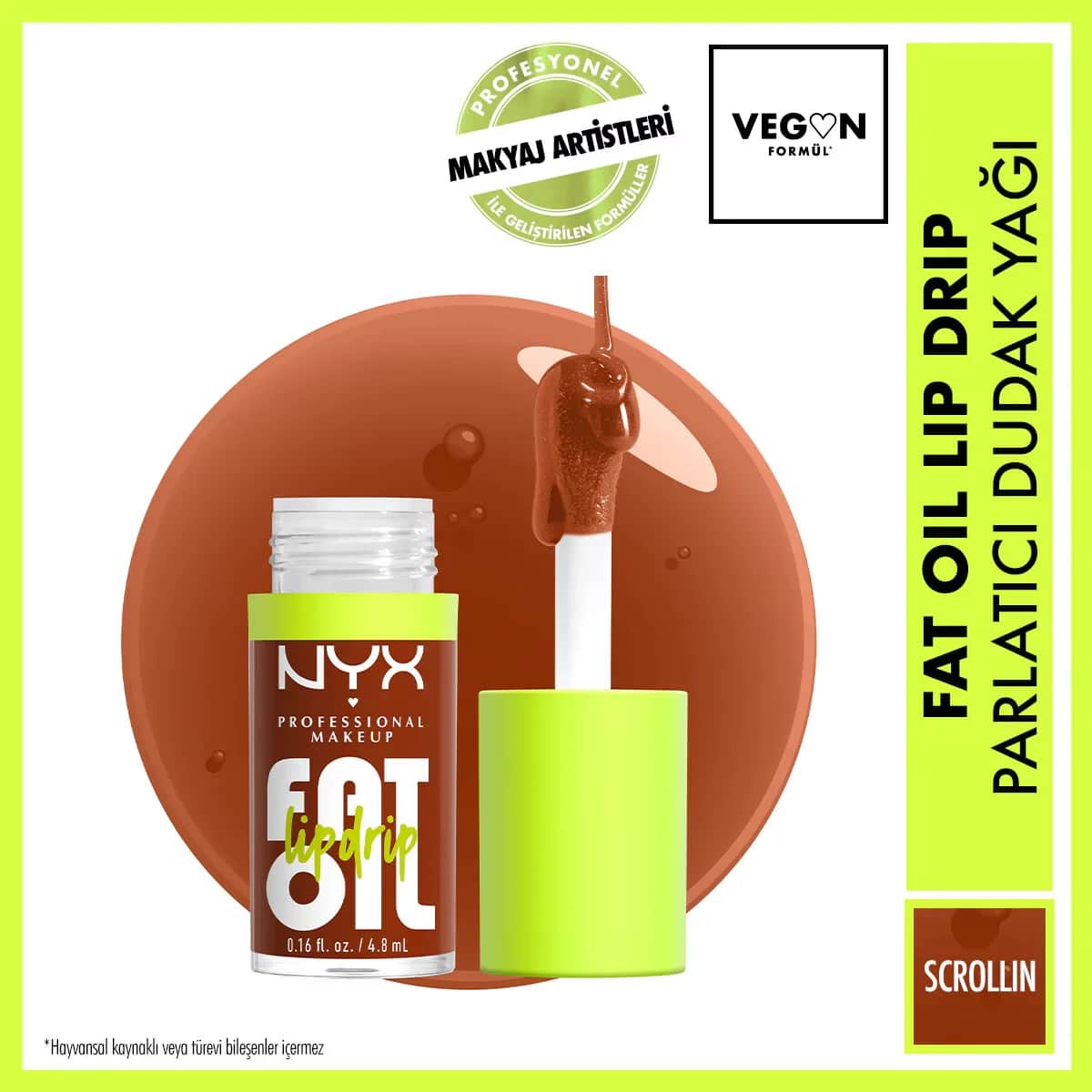 NYX زيت الشفاه اللامع من نيكس بروفيشنال ميك أب، زيت الشفاه الدهني، تنقيط الشفاه، سكرولين